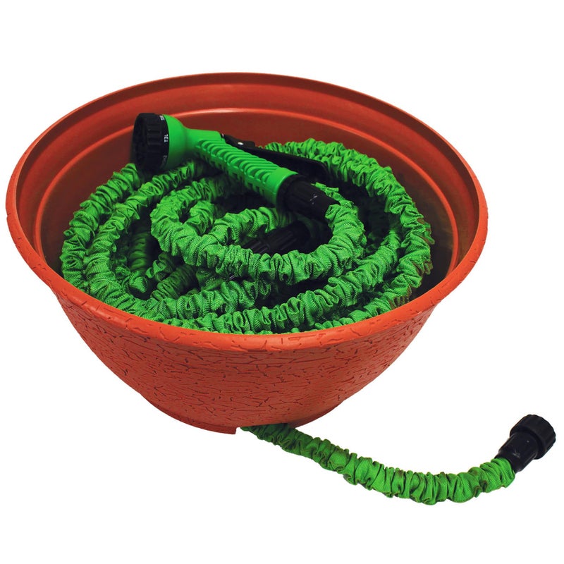 Emsco Group EMSCO Expandable Hose Hider â€“ Expandable Hose Storage Pot â€“ Rustic Terra Cotta - Image 5