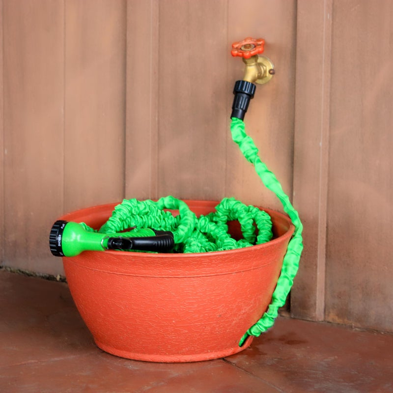 Emsco Group EMSCO Expandable Hose Hider â€“ Expandable Hose Storage Pot â€“ Rustic Terra Cotta - Image 3