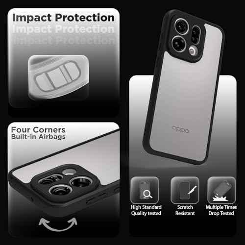 RIGGEAR Shockproof Sleek Hybrid Armor Back Cover Case for Oppo Find X9 5G (Clear PC + Black TPU Bumper) - Image 3