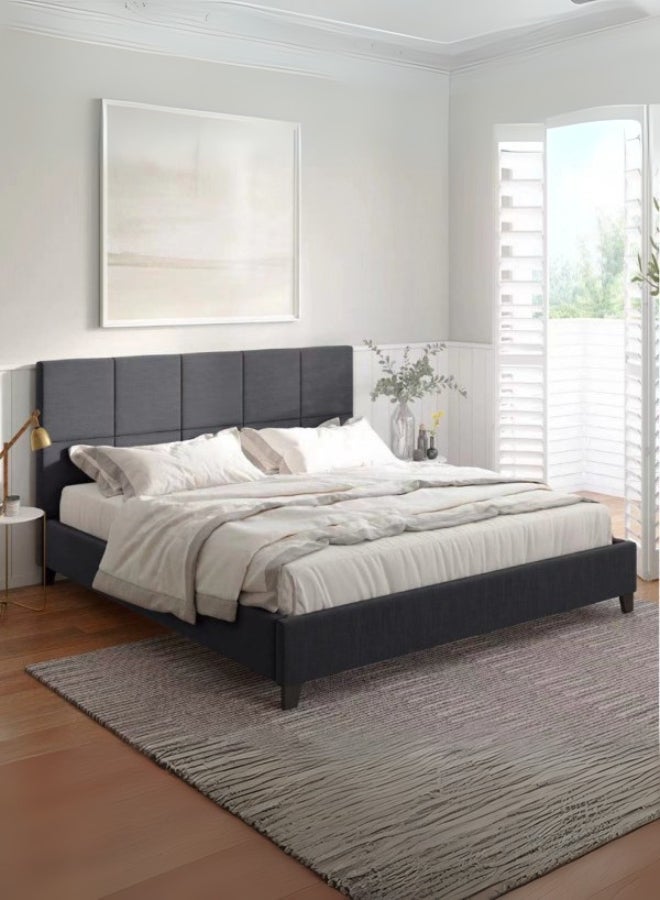 Bed and Mattress Home Deluxe Upholstered Single Size ( Mattress Size 90 X 190 CM ) Black Color Bed Size 202 W X 98 L CM ( Mattress Sold Separately )  - Image 1