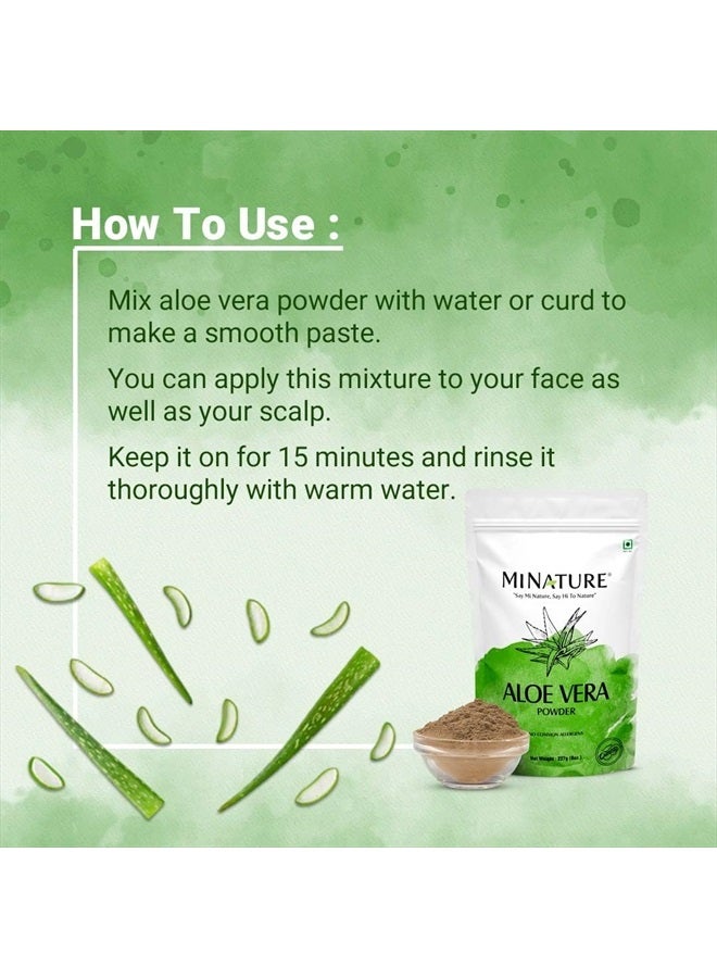 minature 100% Organic Aloe Vera Powder USDA Certified by mi Nature - 8 OZ / 227 g / 1/2 lb | Aloe Barbadensis | Vegan | Non GMO - Image 3