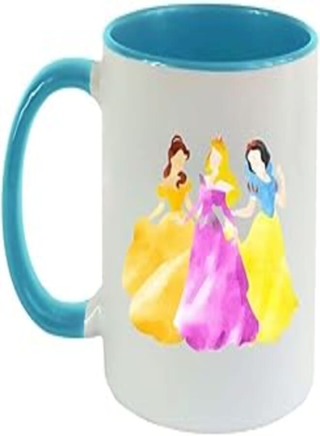 Princesses Coffee| Mug Espresso cups glass cups |Espresso Coffee Mug| Tea Cup| Drinking Glass | Kitchen Ceramic Coffee Cup Handle For Hot & Cold Beverages| 11 Oz (LIGHT BLUE)