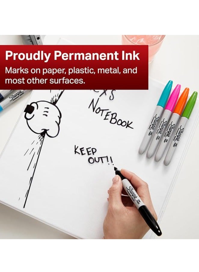 شاربي 12 قطعة قلم تحديد دائم برأس رفيع حبر أسود - Image 3