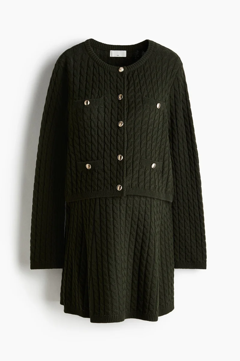 اتش اند ام طقم بحياكة بنمط الحبال من تشكيلة ماما - عبوة من قطعتين