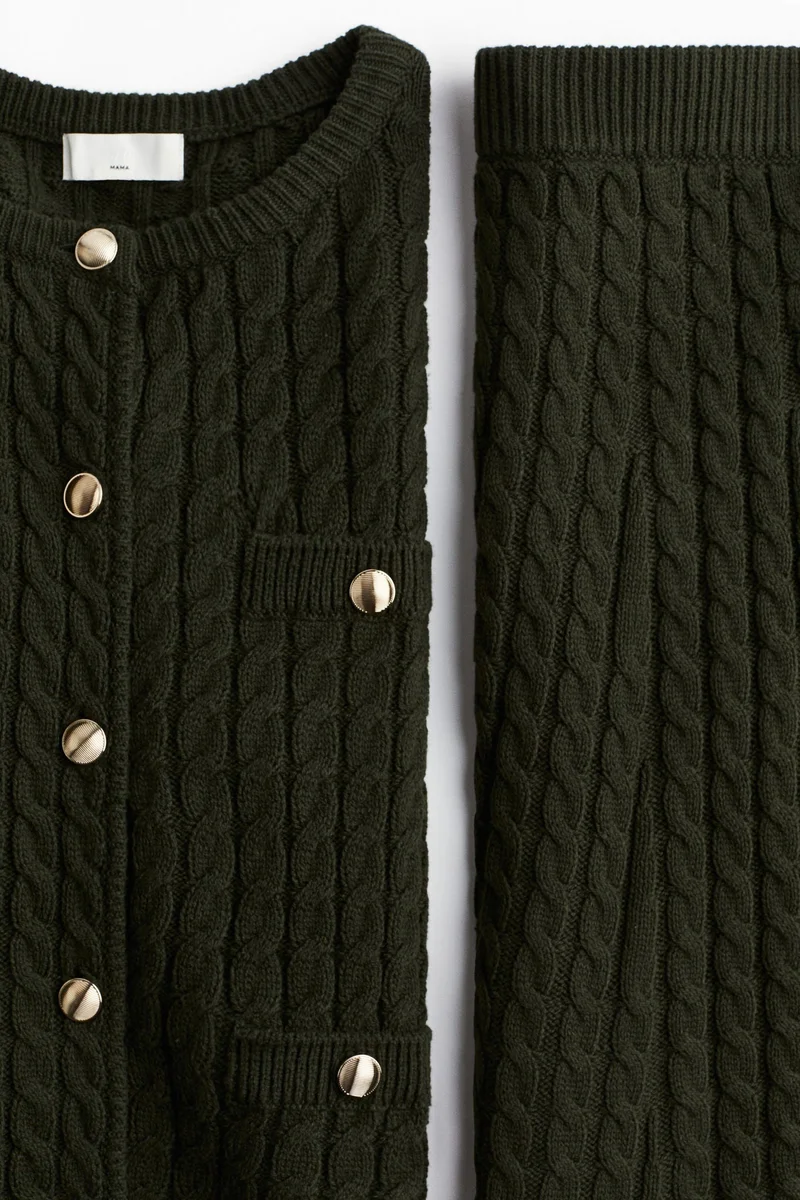 اتش اند ام طقم بحياكة بنمط الحبال من تشكيلة ماما - عبوة من قطعتين