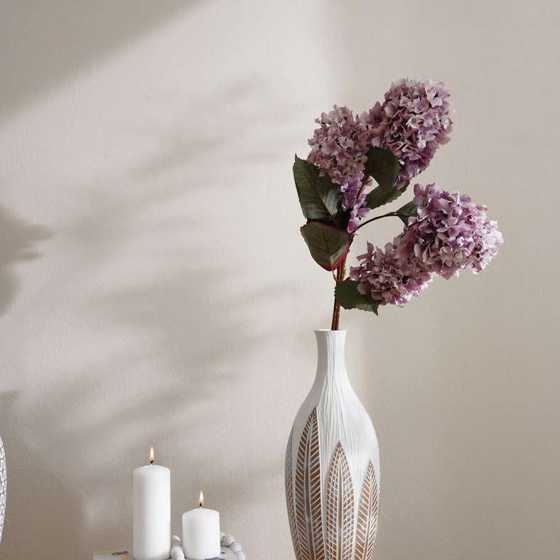 Pan Home Purple Floral Arrangement in Decorative Vase - Image 1