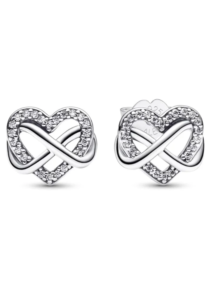 PANDORA Infinity Heart Sterling Silver Stud Earrings