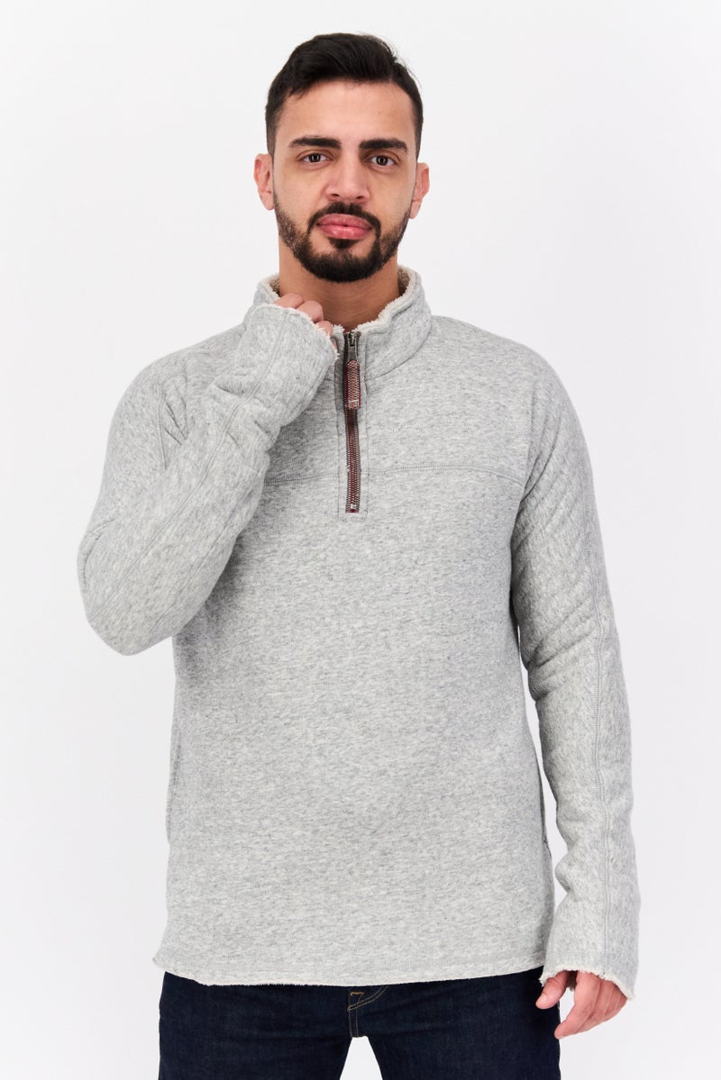 TRUE GRIT Men High Neck Long Sleeves Heather Sweatshirt Grey - Image 1