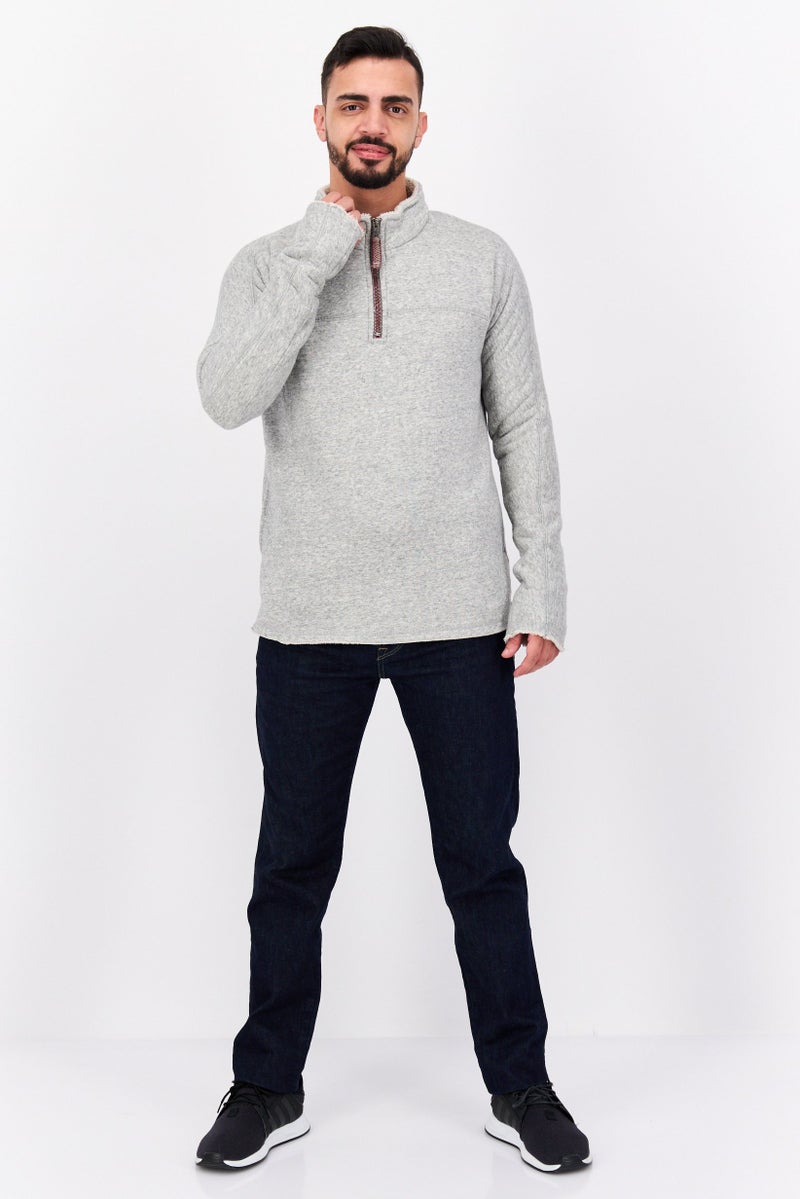 TRUE GRIT Men High Neck Long Sleeves Heather Sweatshirt Grey - Image 4
