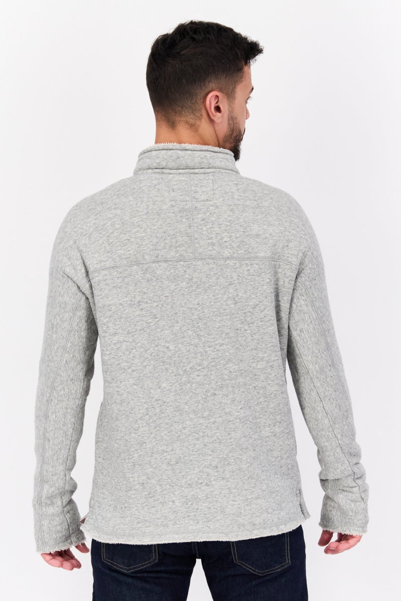 TRUE GRIT Men High Neck Long Sleeves Heather Sweatshirt Grey - Image 3