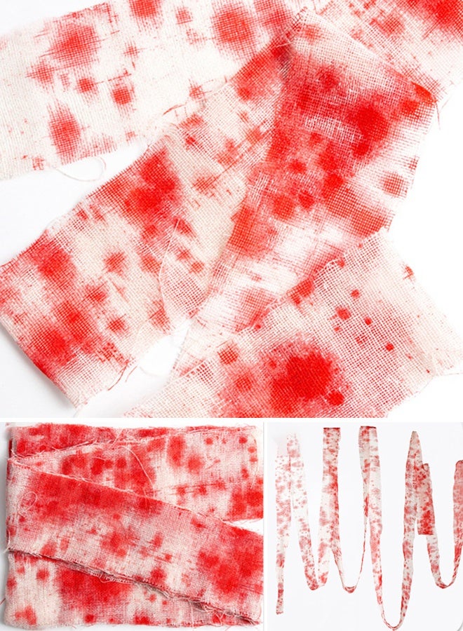 VUCATIN 2 PCS of Halloween Horror Blood Gauze Bloodstained Bandage Cloth Suitable for Indoor and Outdoor Curtain Decorations for Halloween Horror Cosplay Parties (32.8 FT) - Image 3