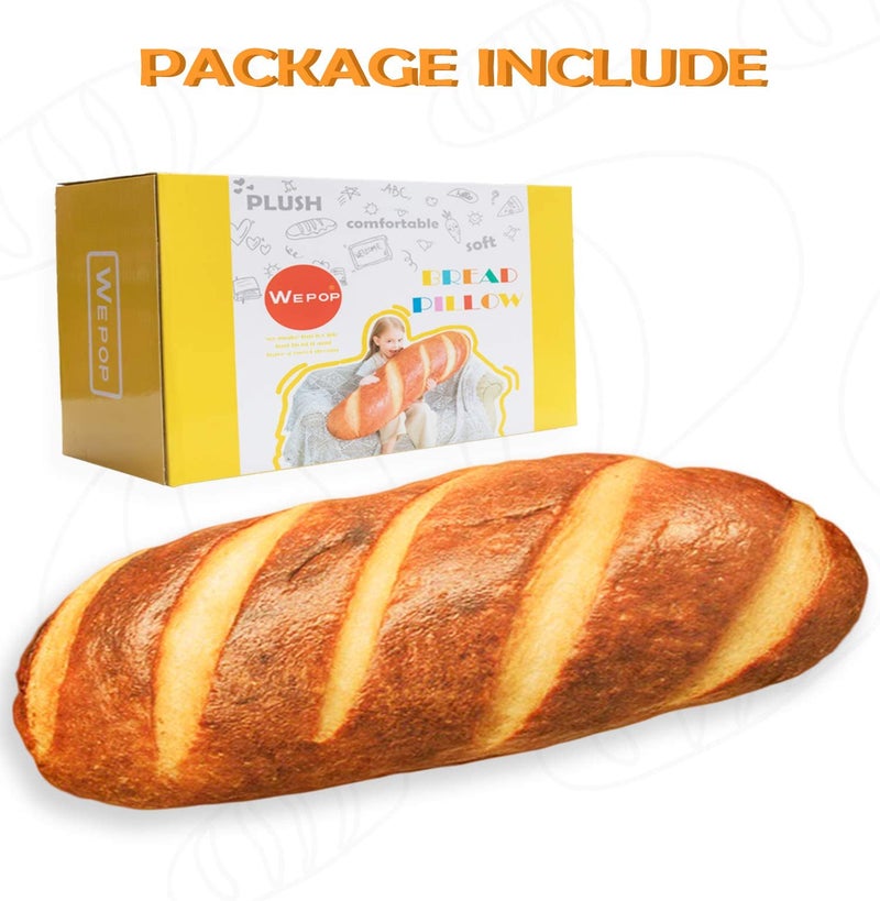 Wepop 24 in 3D Simulation Bread Shape Pillow Soft Lumbar Baguette Back Cushion Funny Food Plush Stuffed Toy - Image 3