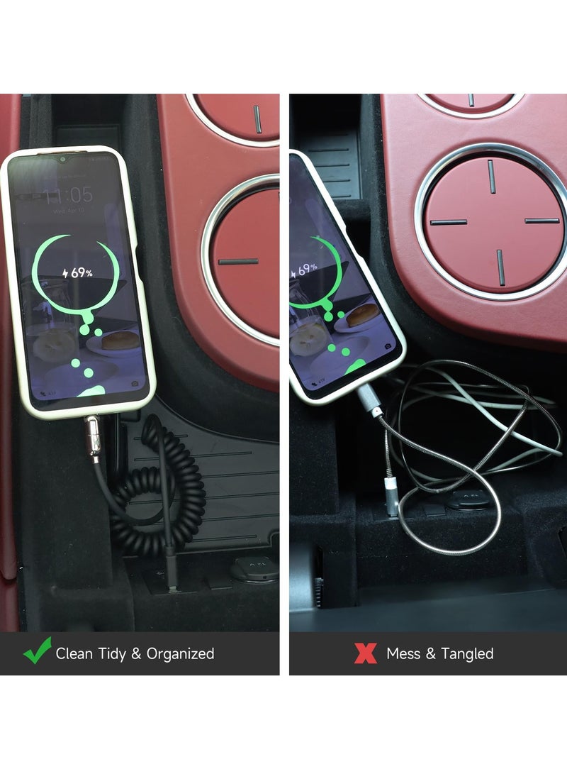 كابل USB C سريع الشحن 100 واط، شاحن نوع C قابل للسحب لهواتف آيفون وأجهزة أندرويد، بطول 1.3 قدم - 6 أقدام، مثالي للسيارة والمنزل - Image 3