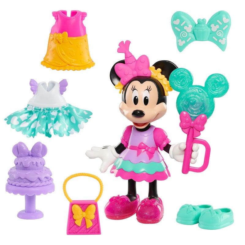 Just Play Disney Jr Minnie Mouse Fabulous Fashion 14-Piece Sweet Party Doll and Accessories, Kids Toys for Ages 3 Up by Just Play - Image 5