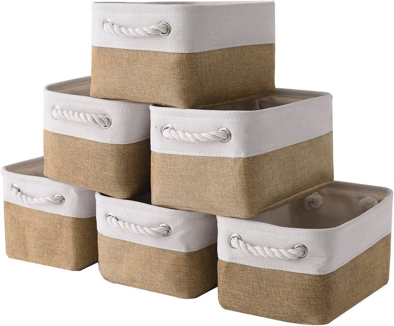 Sacyic Small Baskets for Organizing 6 PCS Collapsible Storage Baskets for Shelves Storage Bins Boxes Cubes for Clothes Books