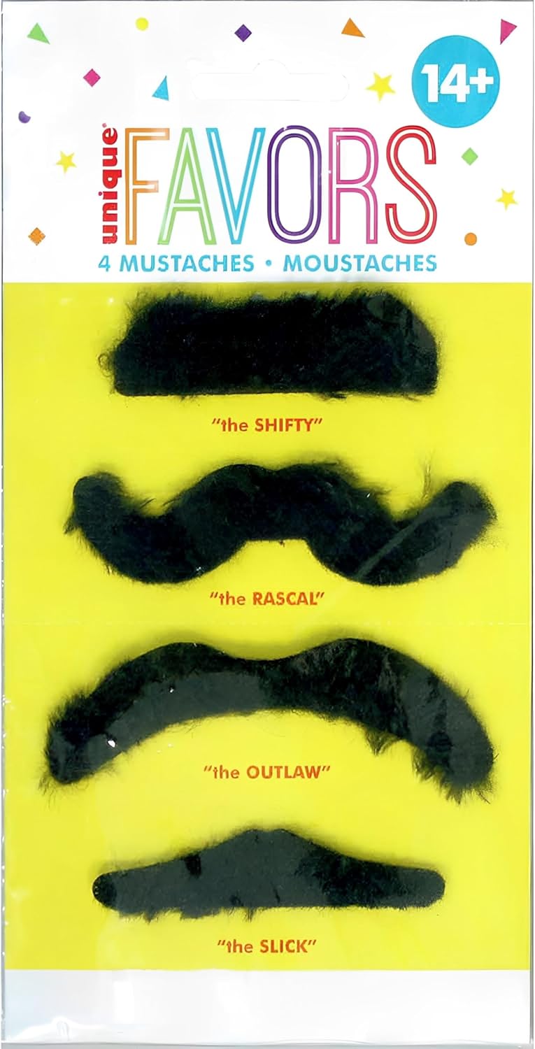 Unique Black Mustache Accessories  Assorted Designs  4 Pcs - Image 2