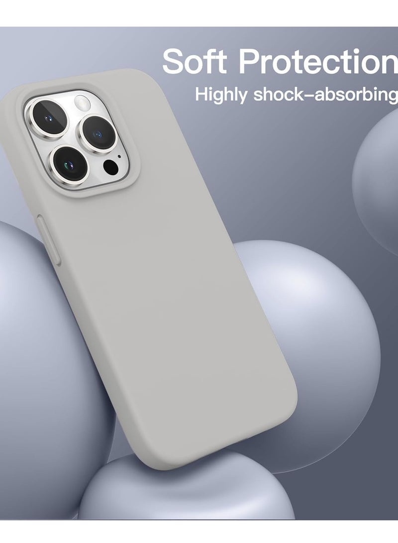 Silicone Case Compatible with iPhone 15 Pro 6.1inch, Slim Liquid Silicone, Layers of Soft Gel Rubber Shockproof, Protective Phone Case Cover with TPU Lining (Stone) - Image 3
