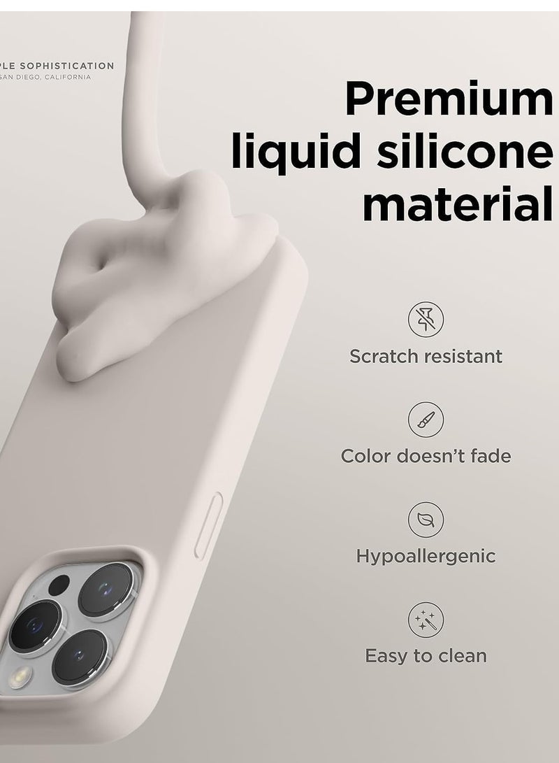Silicone Case Compatible with iPhone 15 Pro 6.1inch, Slim Liquid Silicone, Layers of Soft Gel Rubber Shockproof, Protective Phone Case Cover with TPU Lining (Stone) - Image 4