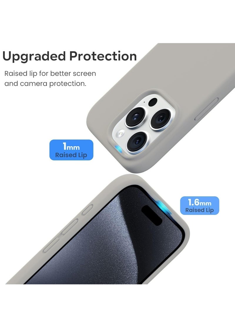 Silicone Case Compatible with iPhone 15 Pro 6.1inch, Slim Liquid Silicone, Layers of Soft Gel Rubber Shockproof, Protective Phone Case Cover with TPU Lining (Stone) - Image 5