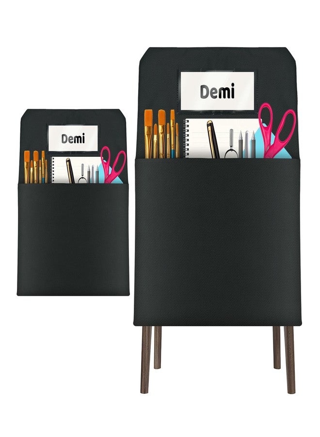 Flickzy 2 Pack Chair Pockets for Classrooms, 16 x 19 inch Pocket Chart Back of Chair Organizer for Kids with Name Tag, Seat Sacks for Classroom Chairs Seat Storage (Bristol Black, 2Pack) - Image 1