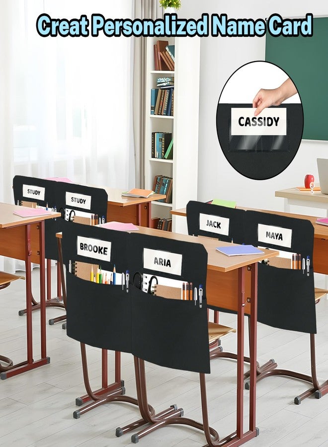 Flickzy 2 Pack Chair Pockets for Classrooms, 16 x 19 inch Pocket Chart Back of Chair Organizer for Kids with Name Tag, Seat Sacks for Classroom Chairs Seat Storage (Bristol Black, 2Pack) - Image 2