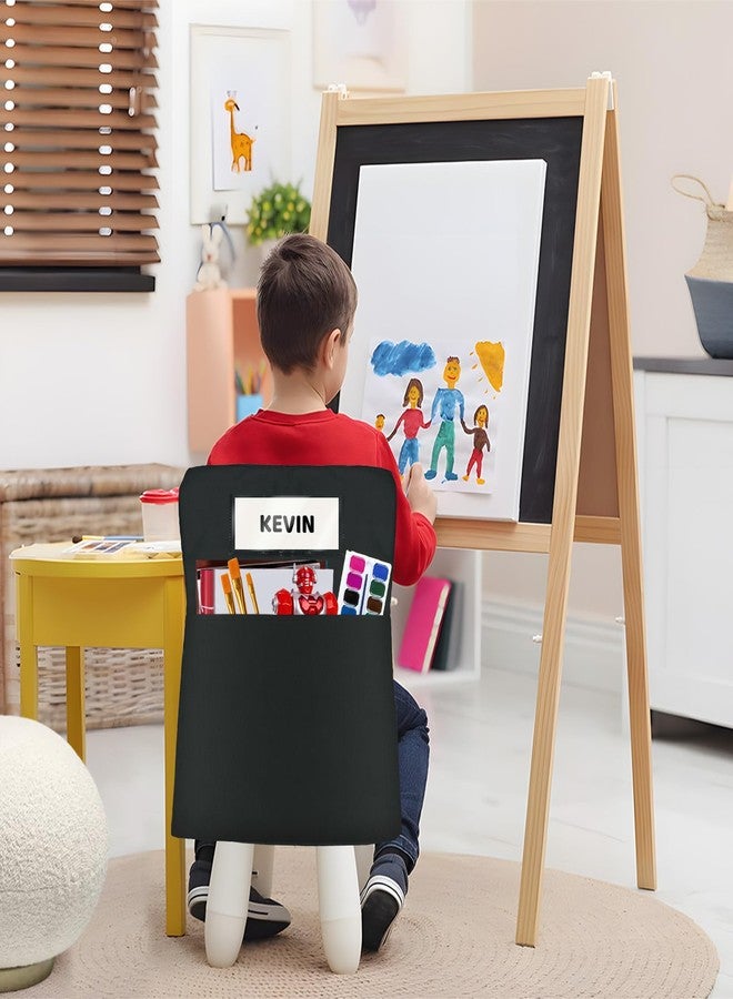 Flickzy 2 Pack Chair Pockets for Classrooms, 16 x 19 inch Pocket Chart Back of Chair Organizer for Kids with Name Tag, Seat Sacks for Classroom Chairs Seat Storage (Bristol Black, 2Pack) - Image 4