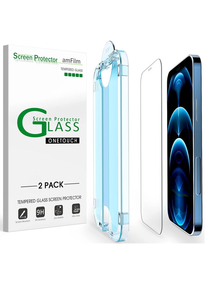 Amfilm amFilm OneTouch Tempered Glass Screen Protector for iPhone 12 Pro Max (6.7", 2020) with Easy Installation Kit (2-Pack)  - Image 1