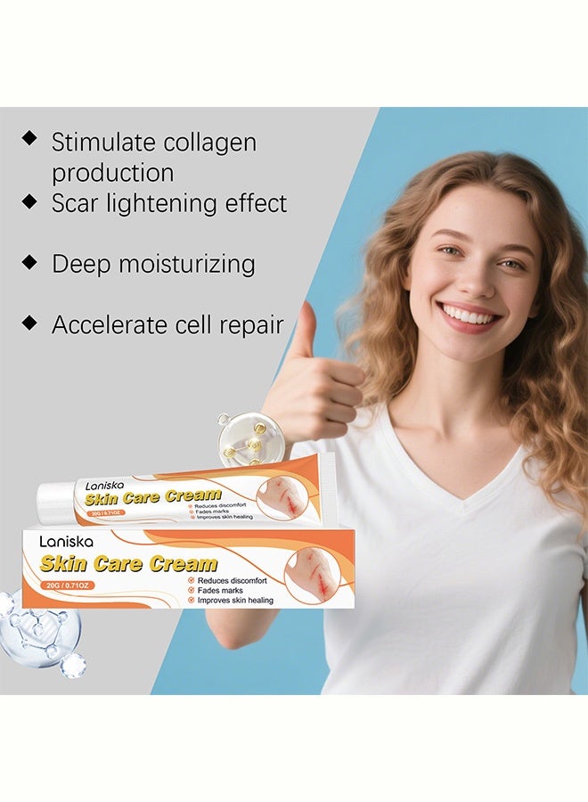 LANISKA Skin Care Cream, Wound Healing Scar Fading Ointment, Relieves Discomfort, Fades Marks, Improves Skin Repair for Minor Cuts, Scrapes, Burns, All Skin Types 20g - Image 3