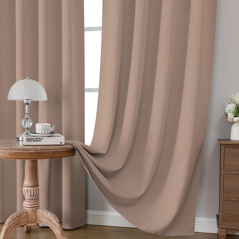 CUCRAF Khaki Blackout Curtains 84 inch Length 2 Panels Set, Rod Pocket Room Darkening Drapes for Bedroom Living Room, Insulated Thermal Light Blocking Window Curtain (W52 x L84 Inch) - Image 5