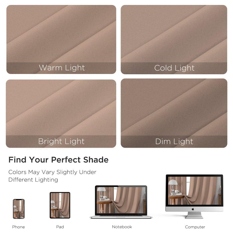 CUCRAF Khaki Blackout Curtains 84 inch Length 2 Panels Set, Rod Pocket Room Darkening Drapes for Bedroom Living Room, Insulated Thermal Light Blocking Window Curtain (W52 x L84 Inch) - Image 4