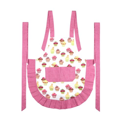G2PLUS Aprons for Women with Pockets, 29 x 21 Inch Extra Long Ties Cupcake Apron, Pink Vintage Damask Apron for Kitchen Cooking, Baking and Gardening - Image 4
