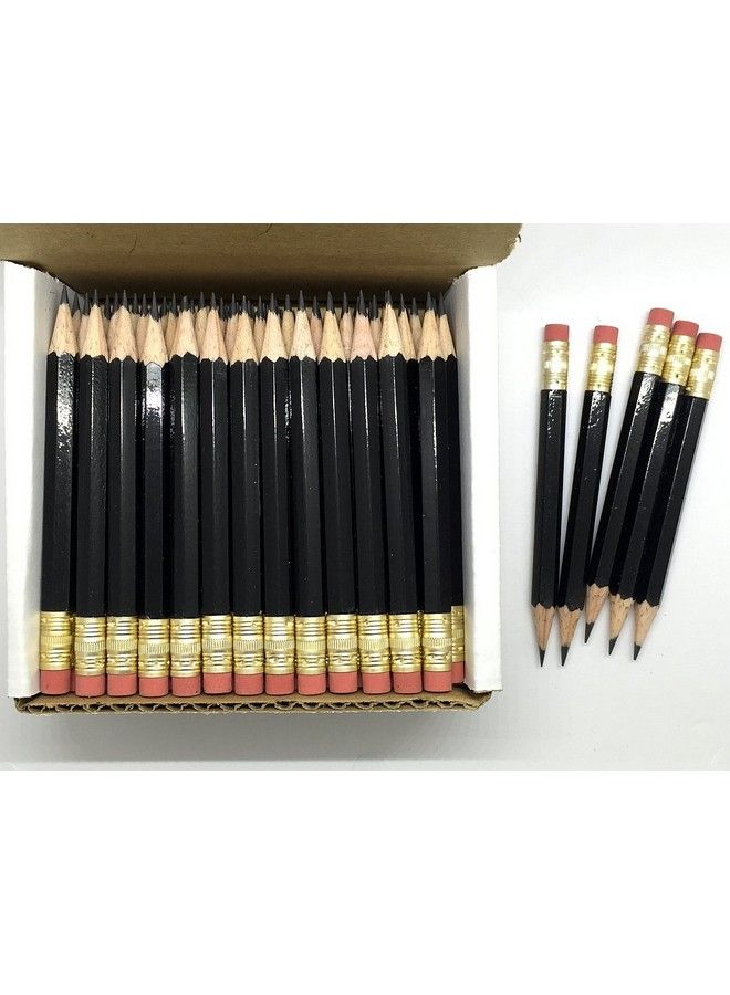 Express Pencils Half Pencils With Eraser Golf Classroom Pew Short Mini Non Toxic Hexagon Sharpened 2 Pencil Color Black Box Of 72 (Half Gross) Golf Pocket Pencil Tm  - Image 3