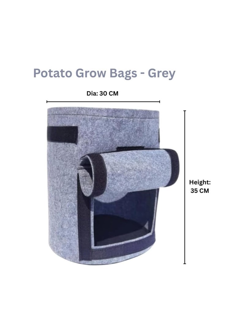 Generic Non Woven Round Fabric Grow Bags Potato, Colour - Grey, Dimension: 30 CM Dia X 35 CM Height with Flap Opening, Volume - 7 Gallon, Suitable For Potatoes, Carrots, Onions, Root Vegetables  - Image 2