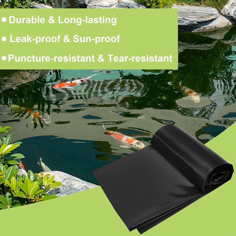 أدرويتيت بطانة بركة 10 × 10 قدم، بطانة HDPE لبركة الأسماك 20 مل، بطانة برك للبرك الخارجية، برك الكوي، نافورة الحديقة، شلال - Image 5