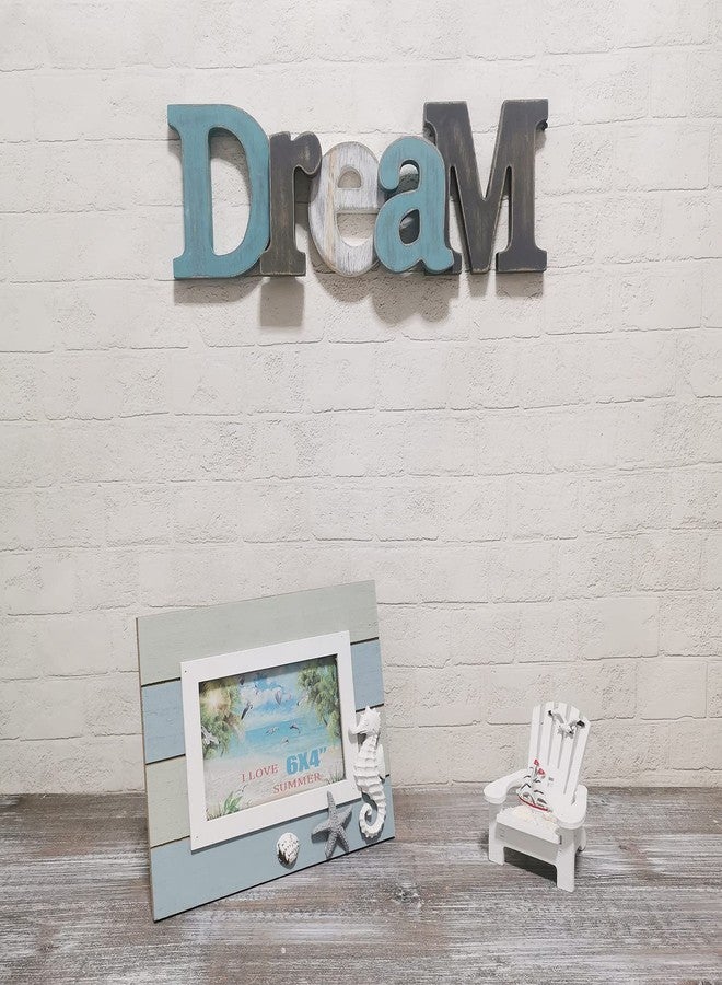 Linfevisi Wooden Dream Sign Aqua Hanging Block Letters Sign Rustic Freestanding Wood Word Decor Decorative Dream Table Sign Cutout Word Art Wall Decor (dream) - Image 4