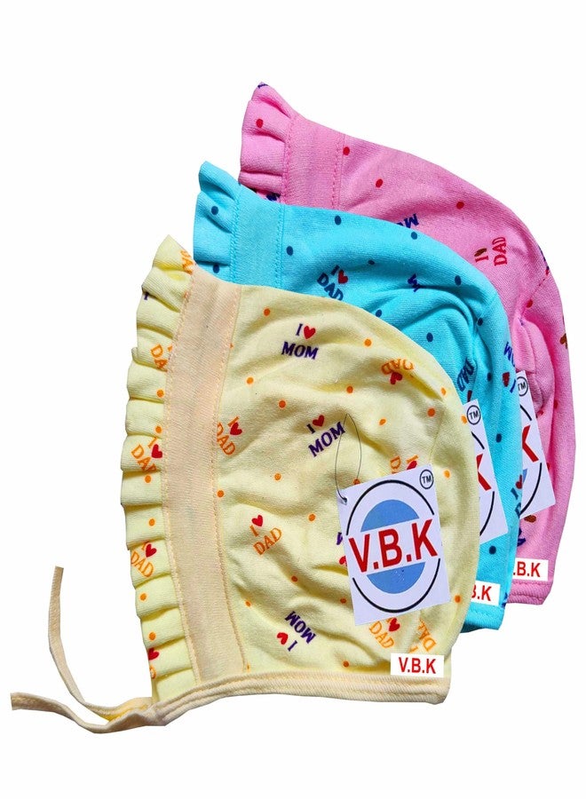 V.B.K طقم قبعات/أغطية رأس/قبعات للأطفال الرضع من VBK®، عبوة من 3 قطع، مصنوع من قماش ناعم من الجوارب النقية (3 - 6 أشهر) (3 أشهر - 6 أشهر) (0 أشهر - 3 أشهر) (0 أشهر - 3 أشهر) (6 أشهر - 12 شهرًا) - Image 1