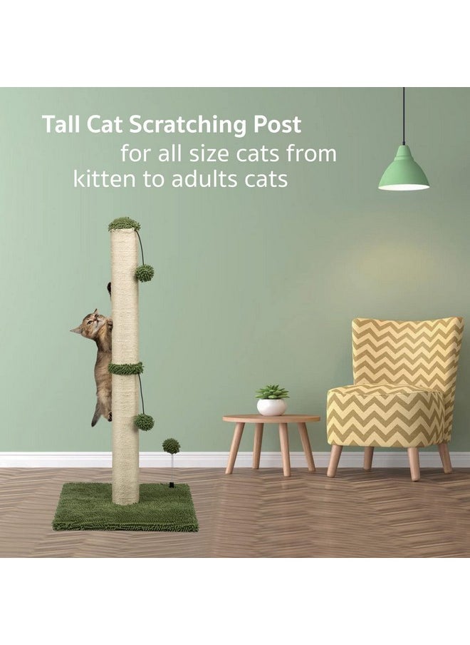 MECOOL MECOOL 34“ Tall Cat Scratching Post Premium Basics Kitten Scratcher Sisal Scratch Posts Trees with Hanging Ball for Indoor Cats (34 inches for Adult Cats, Cactus Green)  - Image 4