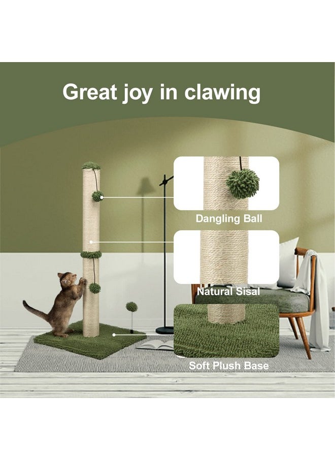 MECOOL MECOOL 34“ Tall Cat Scratching Post Premium Basics Kitten Scratcher Sisal Scratch Posts Trees with Hanging Ball for Indoor Cats (34 inches for Adult Cats, Cactus Green)  - Image 1