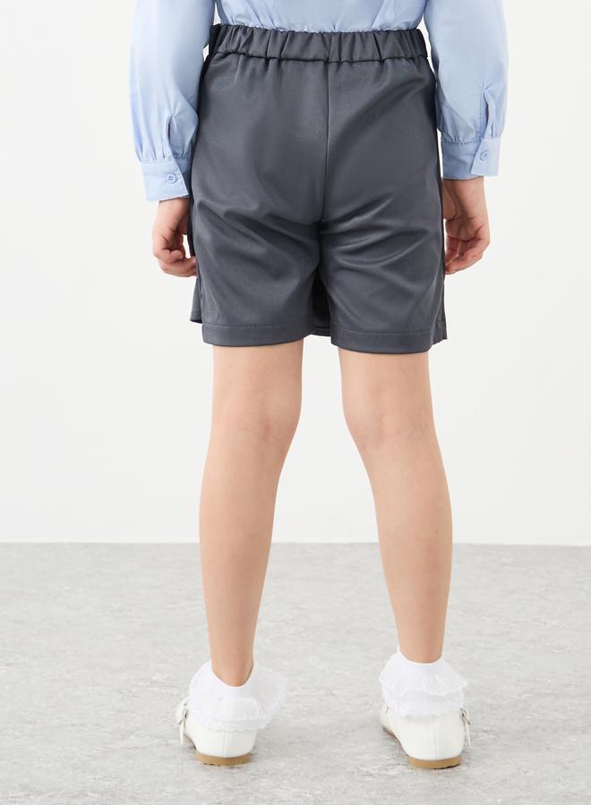 ستايلي سكورت مدرسي ستايلي جيرلز رمادي سادة بأزرار - Image 4