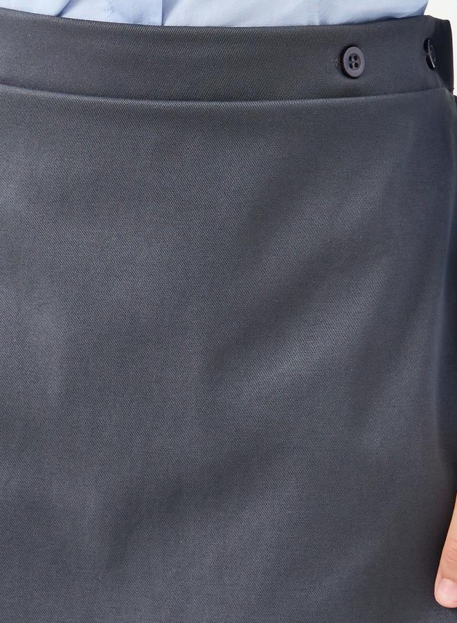 ستايلي سكورت مدرسي ستايلي جيرلز رمادي سادة بأزرار - Image 3