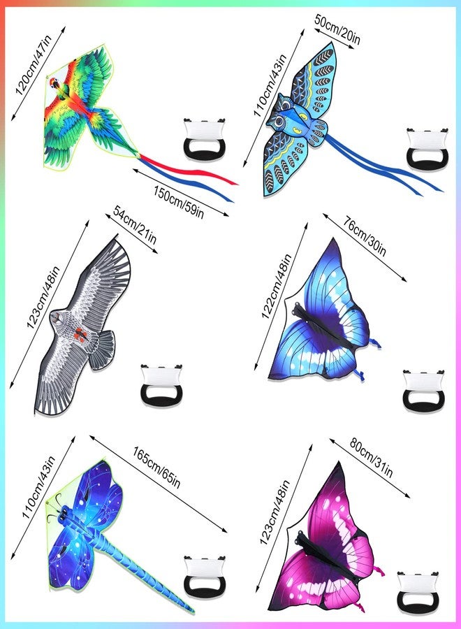 Leitee 6 Pack Large Kite for Kids and Adults Butterfly Kite for Kids Age 4-8-12 Dragonfly Owl Parrot Eagle Goldfish Teens Toy Easy to Fly for Game Beach Outdoor Activities Gifts(Cool Style) - Image 2