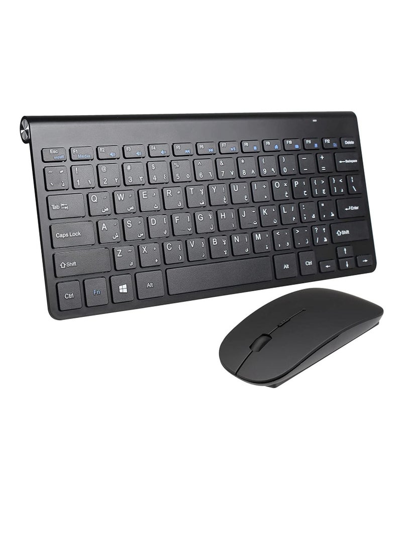Y&D 2.4Ghz Wireless Keyboard & Mouse Combo, Ultra Thin Portable with USB Receiver Compatible Computer, Laptop, Desktop, PC, Mac, And For Windows XP/Vista/7/8/10, OS/Android - Black - Image 1