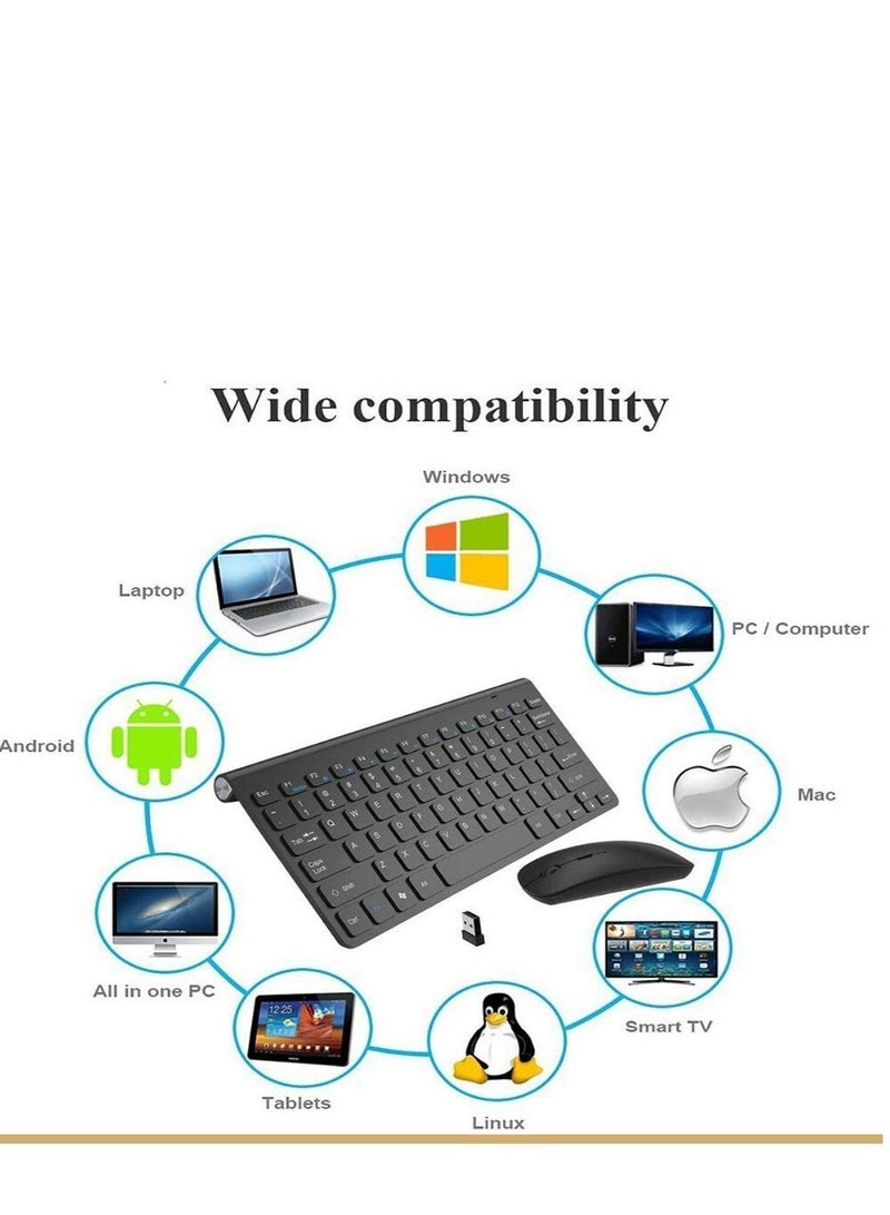 Y&D 2.4Ghz Wireless Keyboard & Mouse Combo, Ultra Thin Portable with USB Receiver Compatible Computer, Laptop, Desktop, PC, Mac, And For Windows XP/Vista/7/8/10, OS/Android - Black - Image 3