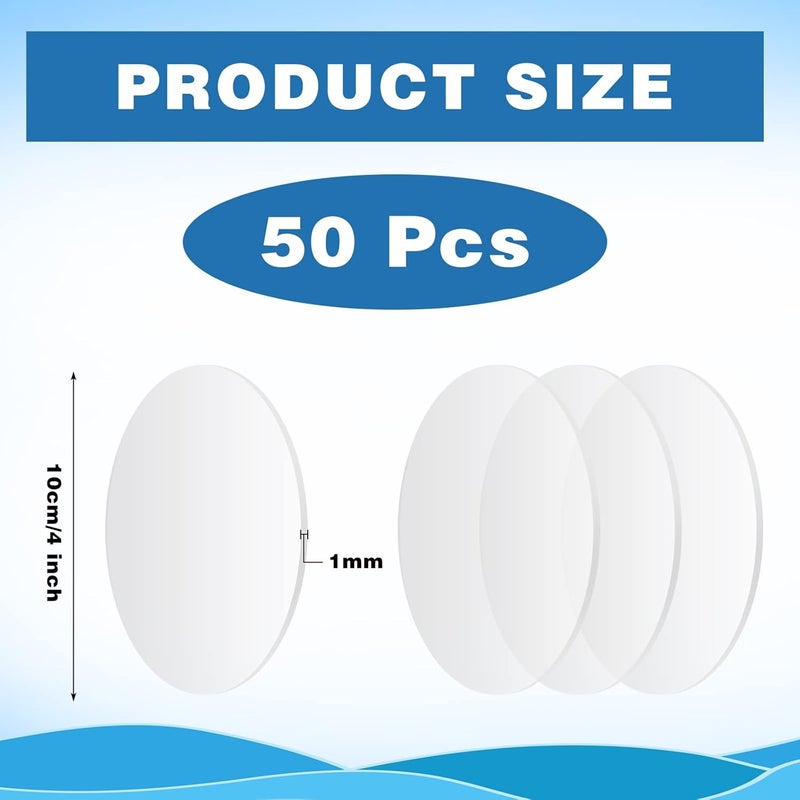 TPGP Thrseely 50PCS Clear Circle Acrylic Blanks - 4 Inch Round Sheets for DIY Projects - Image 2
