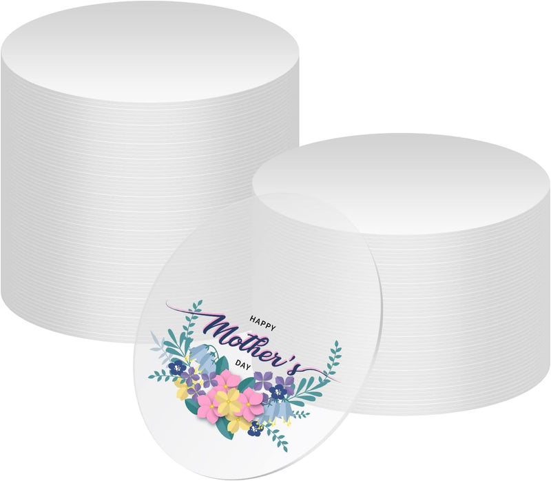 TPGP Thrseely 50PCS Clear Circle Acrylic Blanks - 4 Inch Round Sheets for DIY Projects - Image 1