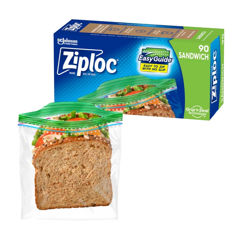 Ziploc Sandwich and Snack Bags, Storage Bags for On the Go Freshness, Grip 'n Seal Technology for Easier Grip, Open, and Close, 90 Count - Image 1