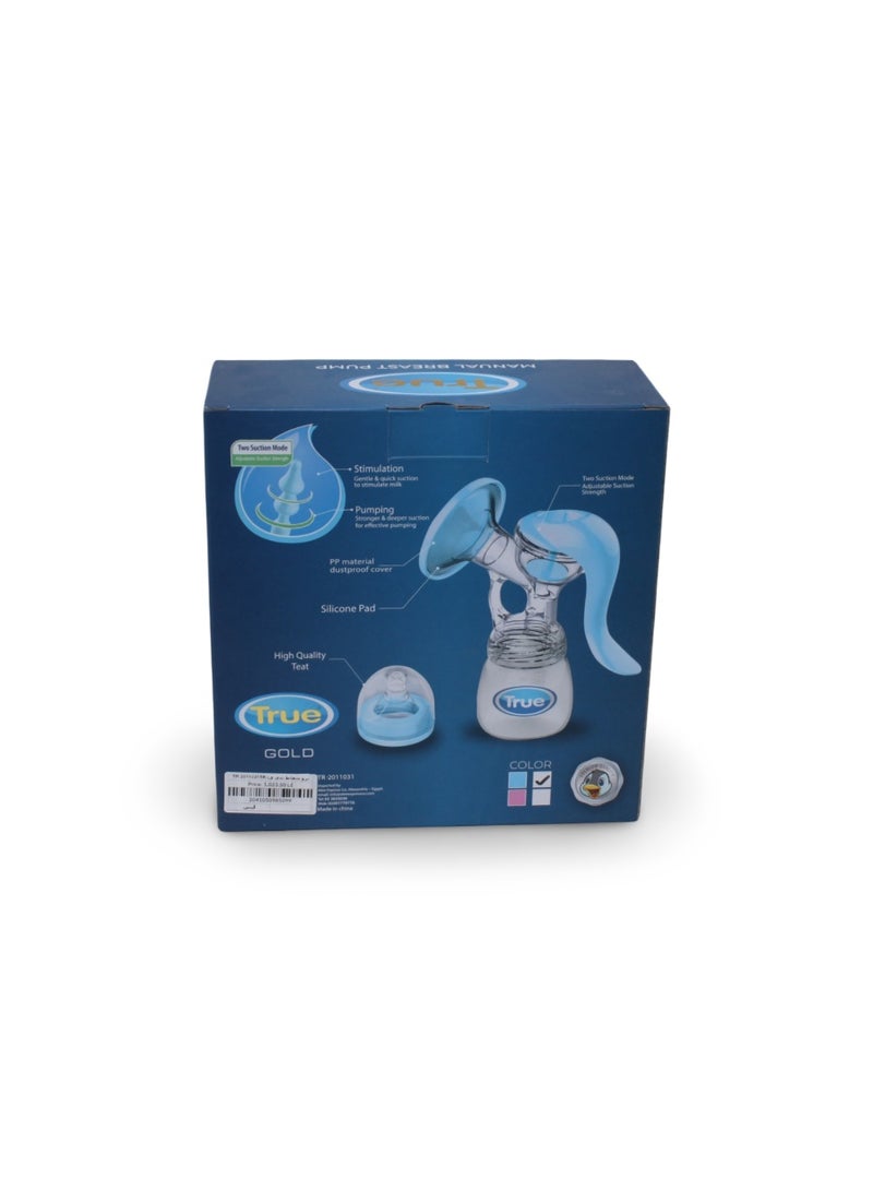 True Gold Manual Breast Pump – Baby Blue - Image 2