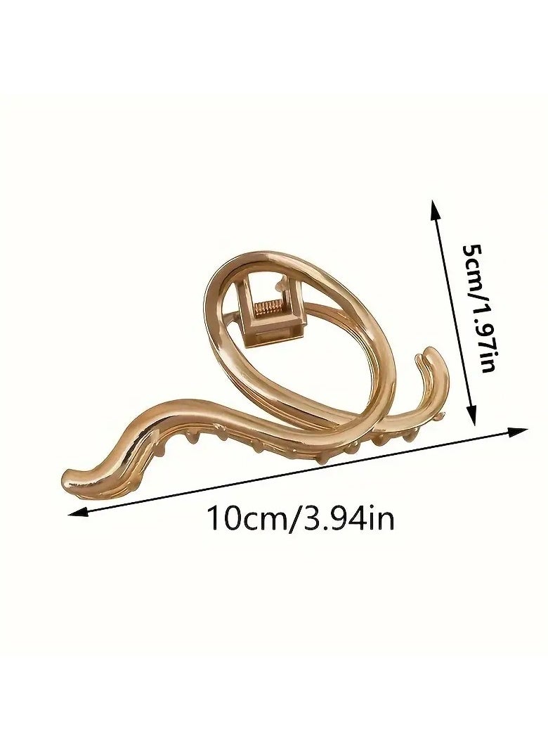 Goolsky Minimalist Golden Hair Claw With Hollow Design, Resembling A Shark Fin Hair Clip  - Image 3