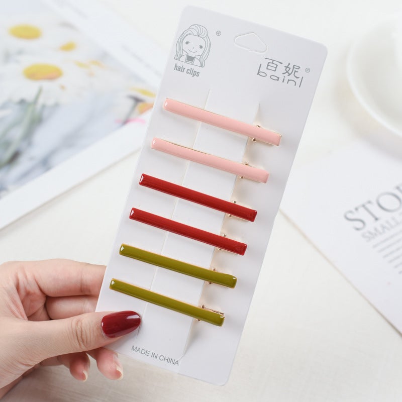 Generic South Korea Ins Broken Hair Clip Back of Head Headwear Hair Clip Simple Side Clip One-character Clip Girly Hair Clip Top Clip One-word folder light color [small size 6]]