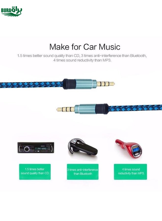BURAQ 3.5mm Male To Male Car Stereo Gold-Plated Jack AUX Audio Cable For 3.5mm AUX Standard Digital Devices, Length: 3m(Brown)  - Image 3